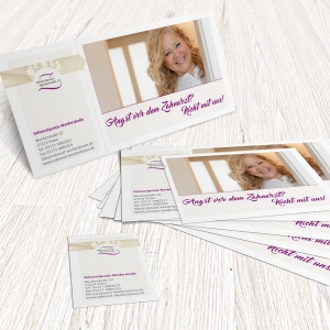 Zahnarztpraxis Werderstraße Postkarte mit Visitenkarte