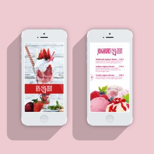 Digitale interaktive Eiskarte Café Zeit