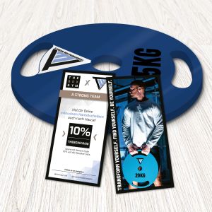 Flyer und Hantelscheibe von Transformation Weights