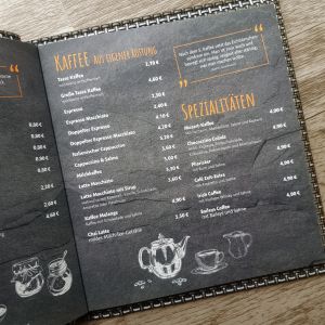 Speisekarte Cafe Zeit