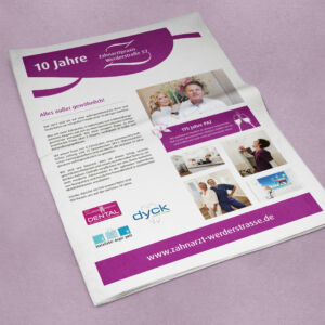 Anzeige Zahnarztpraxis Werderstraße 10 Jahre