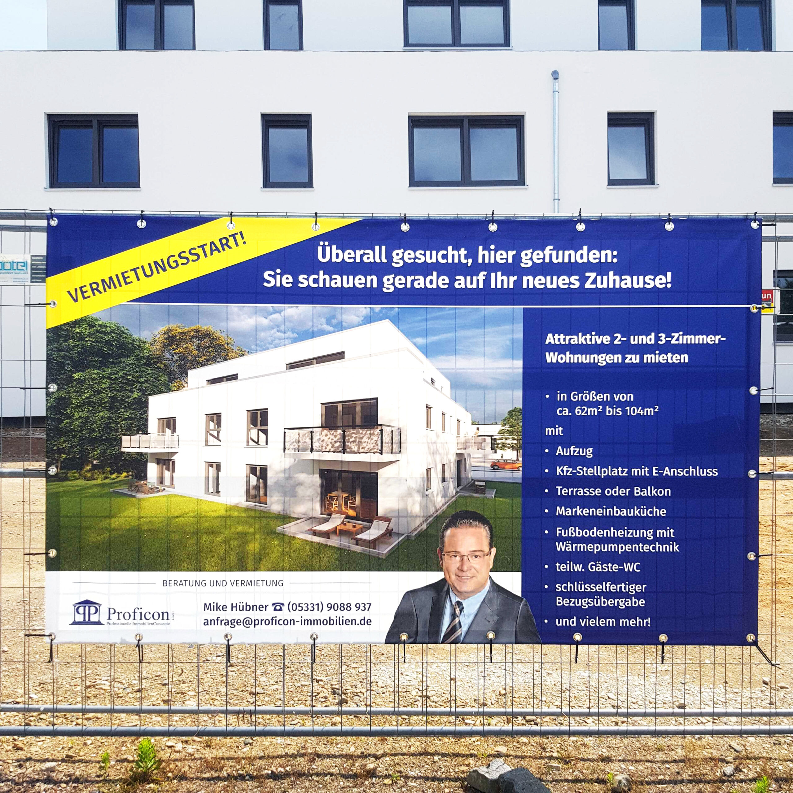 Bauzaun Banner Proficon Immobilien Wolfenbüttel