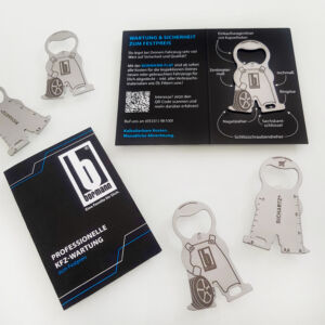 Schlüsselanhänger und Multitool für das Autohaus Bormann.