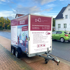 Kofferanhänger-Beschriftung für D+K Haushaltsdienstleistungen aus Wolfenbüttel.